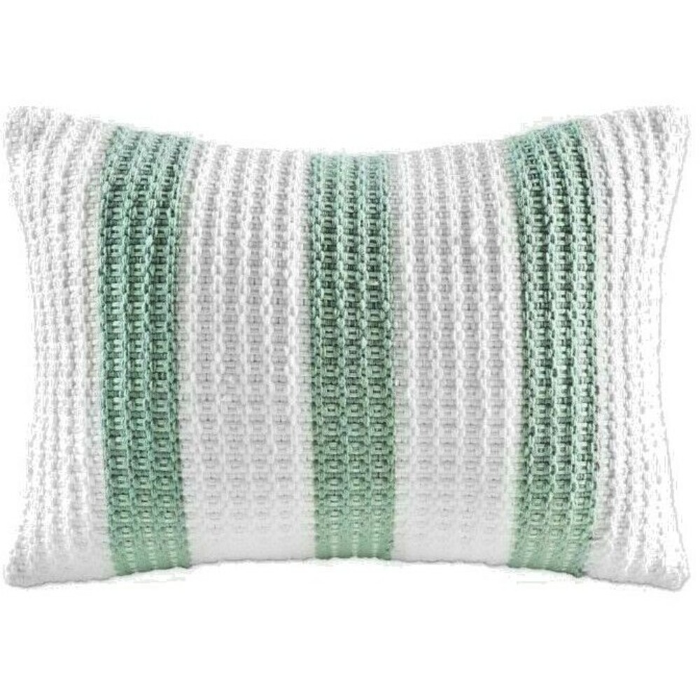 KAS Room Finley Throw Boudoir Pillow White Green Beach Summer Dorm Teen 13 x 18